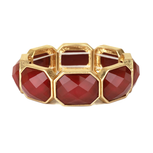 Maroon Acrylic Hexagon Stretch Bracelet