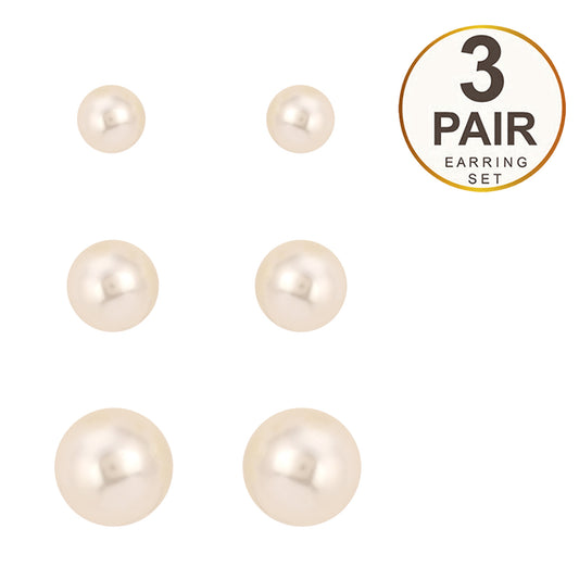 Set of 3 Graduated Pearl Stud Set