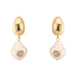 Gold Beaded with Freshwater Pearl 1" Earring