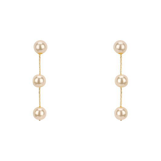 Triple Drop with Gold Chain 1.5" Earring