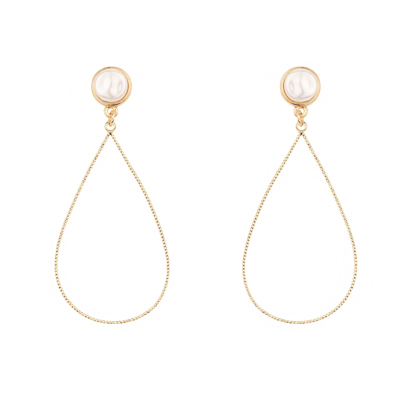 Pearl Textured Teardrop Post 2" Earring