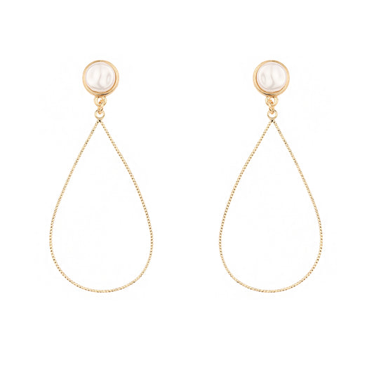 Pearl Textured Teardrop Post 2" Earring