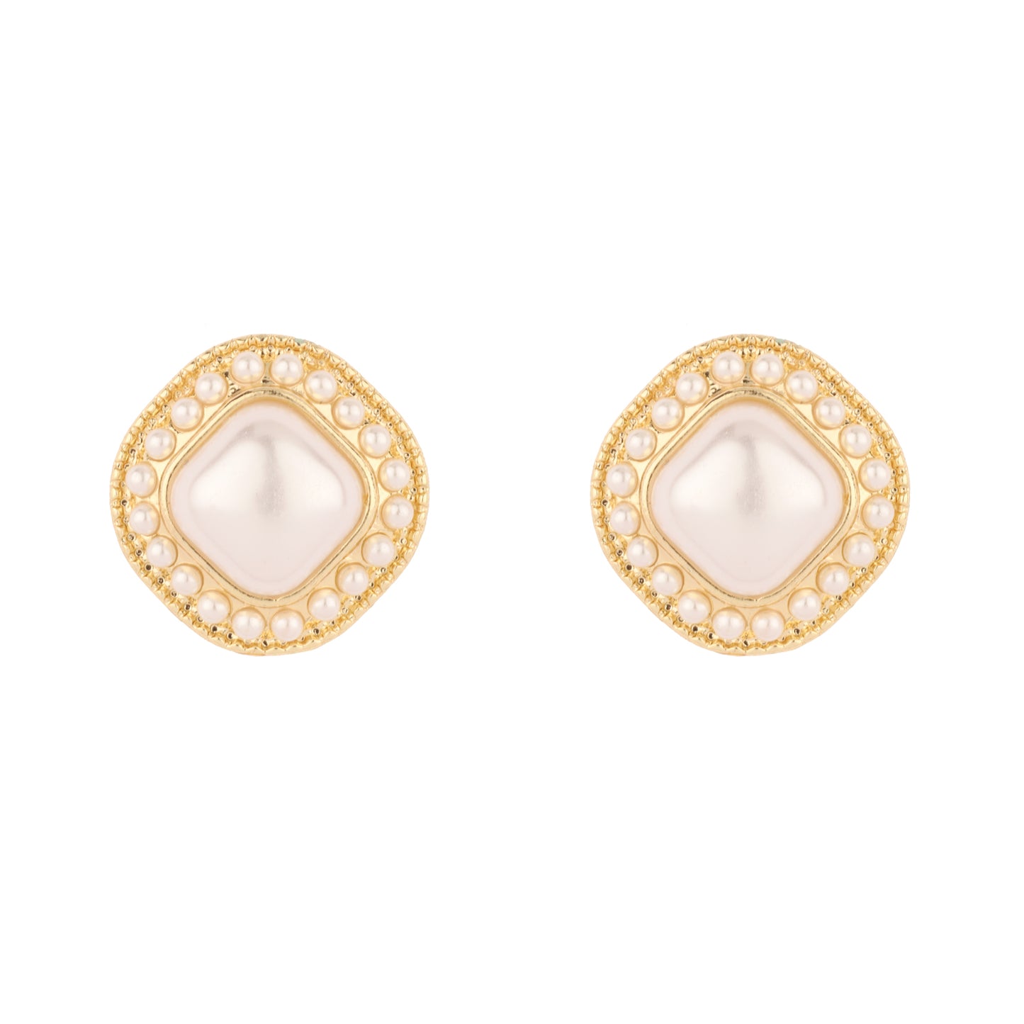 Pearl and Gold Studded .5" Stud Earrings
