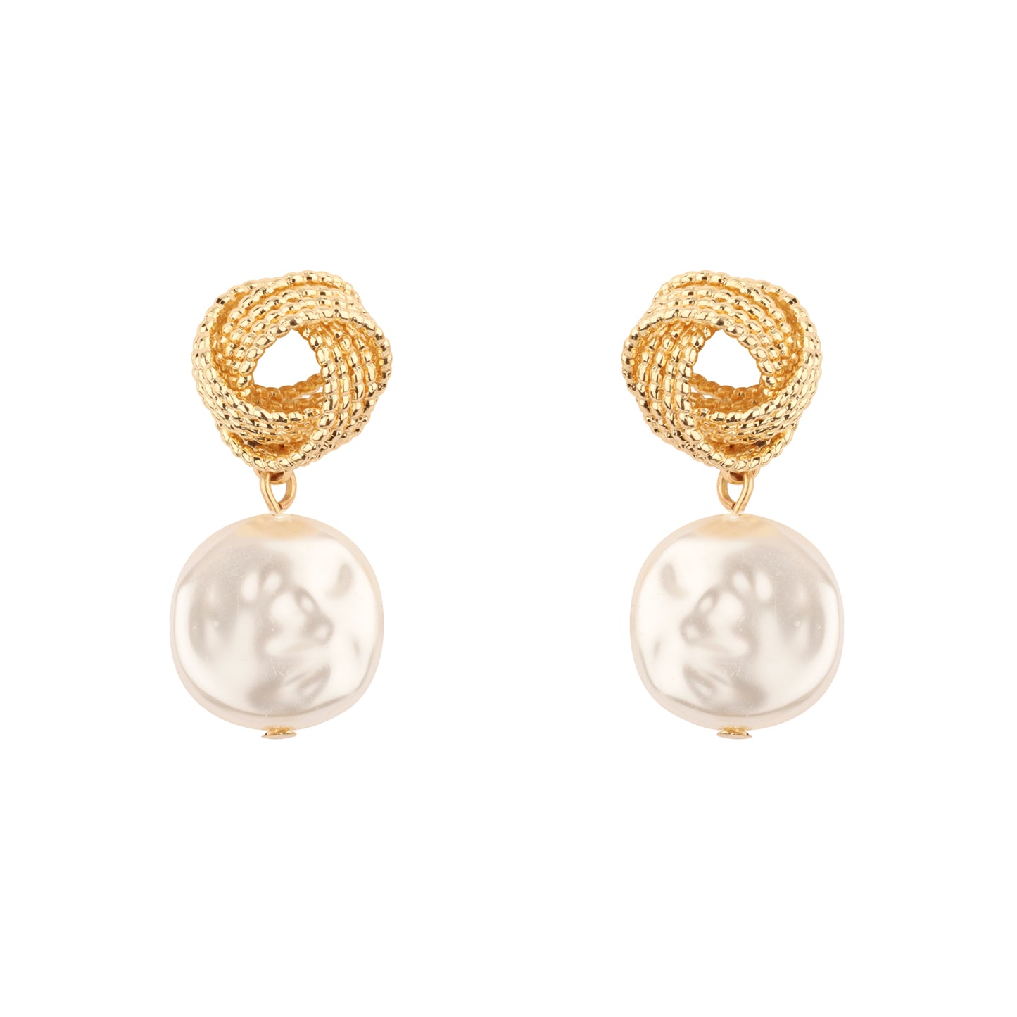 Gold Layered Knot with Freshwater Pearl .75" Earring