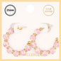 White and Pink Beaded with Gold Accent 1.25" Earring