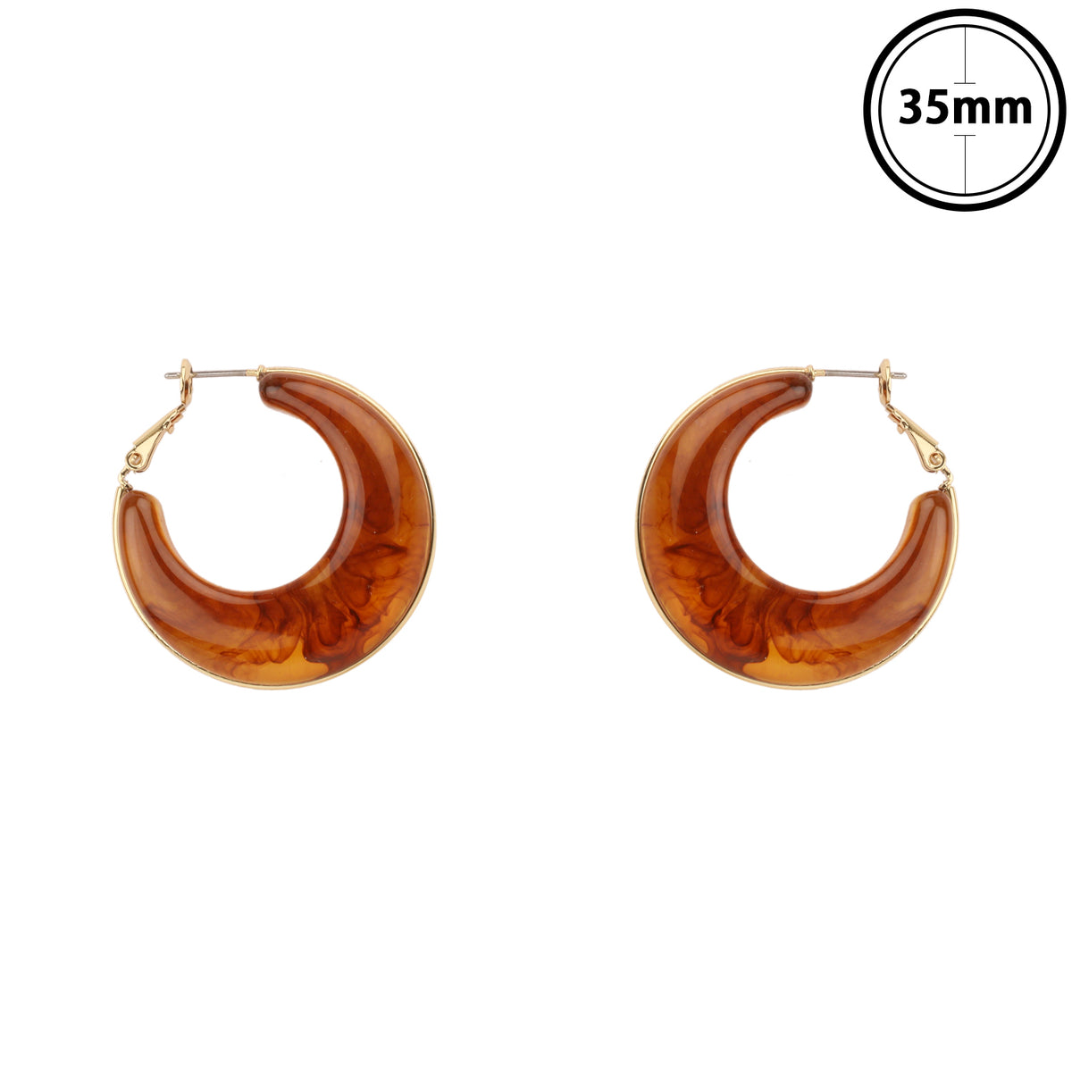 Tortoise and Gold Hoop 1.5" Earring