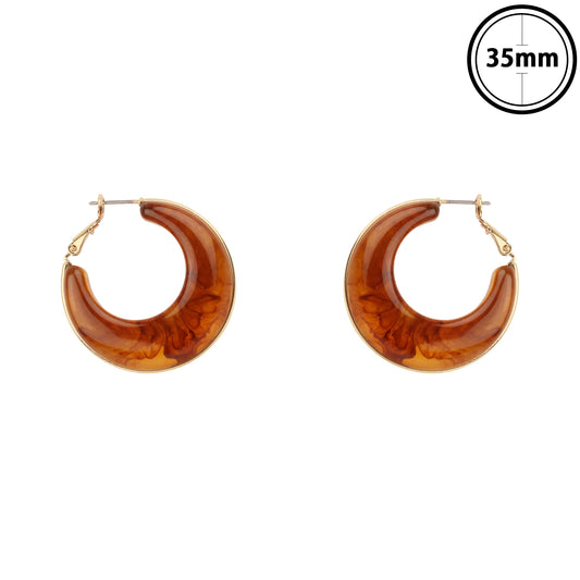 Tortoise and Gold Hoop 1.5" Earring