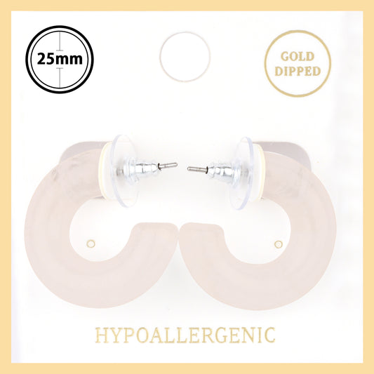 White Acrylic 1" Hoop Earring