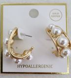 Gold Teardrop and Pearl 1" Earring