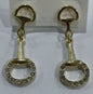 Gold Horse bit with Rhinestones 2" Earring