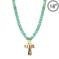 Turquoise Beaded with Hammered Gold Cross 16"-18" Necklace