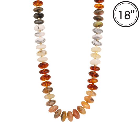Brown, Natural, and Tan Beaded 18" Necklace