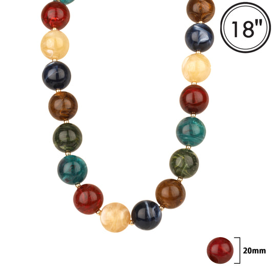 Multi 20MM Beaded 18" Necklace