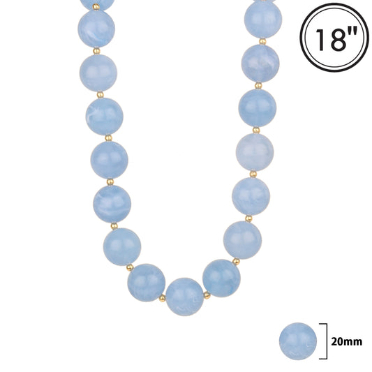 20MM Blue Natural Stone Beaded 18" Necklace