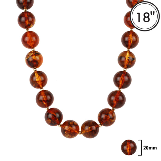 Tortoise Brown 20MM Beaded 18" Necklace