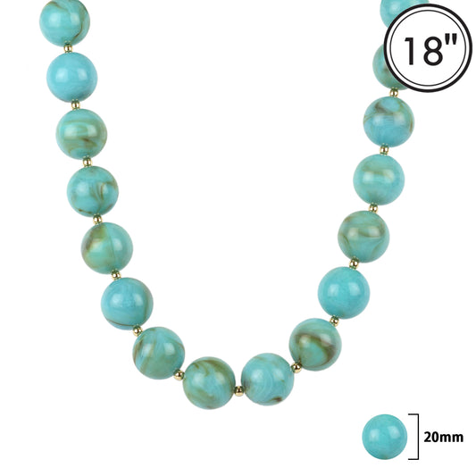Turquoise 20MM Beaded 18" Necklace