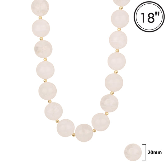 20MM White Natural Stone Beaded 18" Necklace