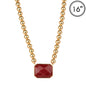 8MM Gold Ball with Maroon Rectangle 1.5" Stone 16"-18" Necklace