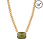 8MM Gold Ball with Olive Rectangle 1.5" Stone 16"-18" Necklace