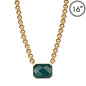8MM Gold Ball with Teal Rectangle 1.5" Stone 16"-18" Necklace