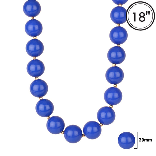 Gameday Blue 20MM Beaded 18" Necklace