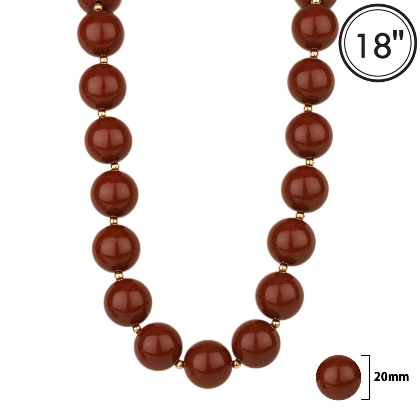 Gameday Maroon 20MM Beaded 18" Necklace