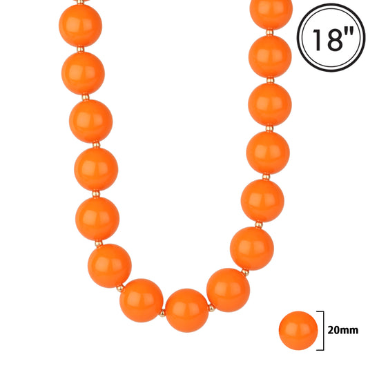 Gameday Orange 20MM Beaded 18" Necklace