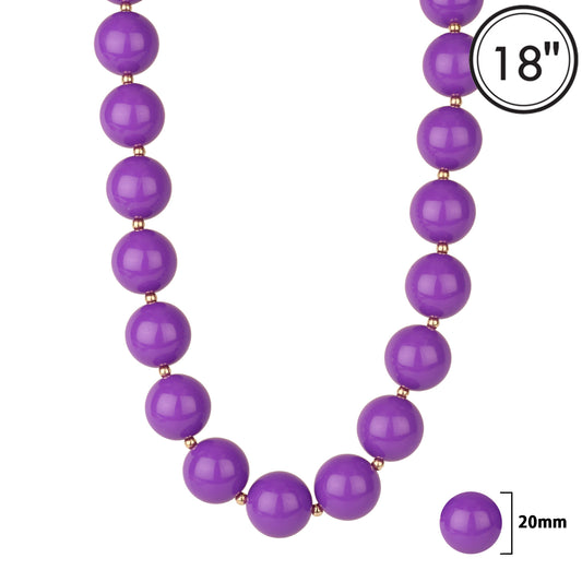Gameday Purple 20MM Beaded 18" Necklace