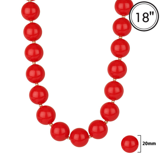 Gameday Red 20MM Beaded 18" Necklace