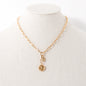 Two Disk Cross CZ Necklace 16"-18" Necklace