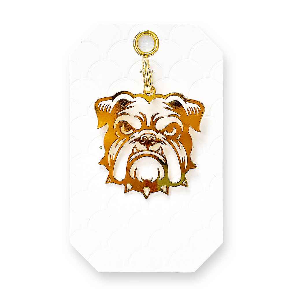 Gold Metal Large 2" Bulldog Charm, Add to any Necklace, Purse, Keychain