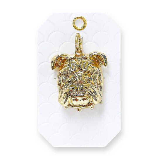 Gold Metal Large 2.5" Bulldog Charm, Add to any Necklace, Purse, Keychain