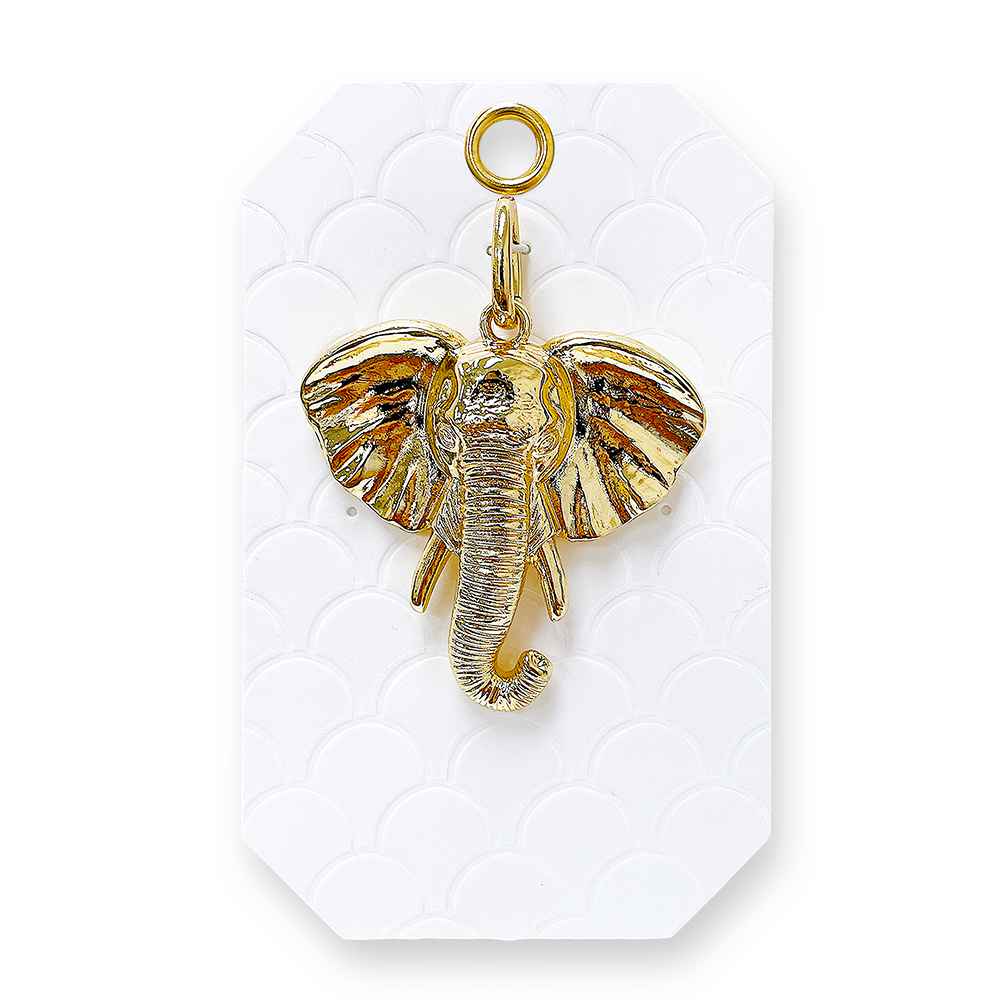 Gold Open Chain 16"-18" Necklace with Detachable Large Elephant Charm