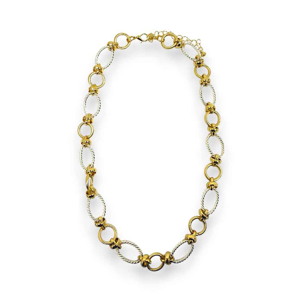 Gold and Silver Open Link Knotted 16"-18" Necklace