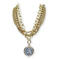 Thick Multi Gold Chain with Silver Stamped Coin 16"-18" Necklace
