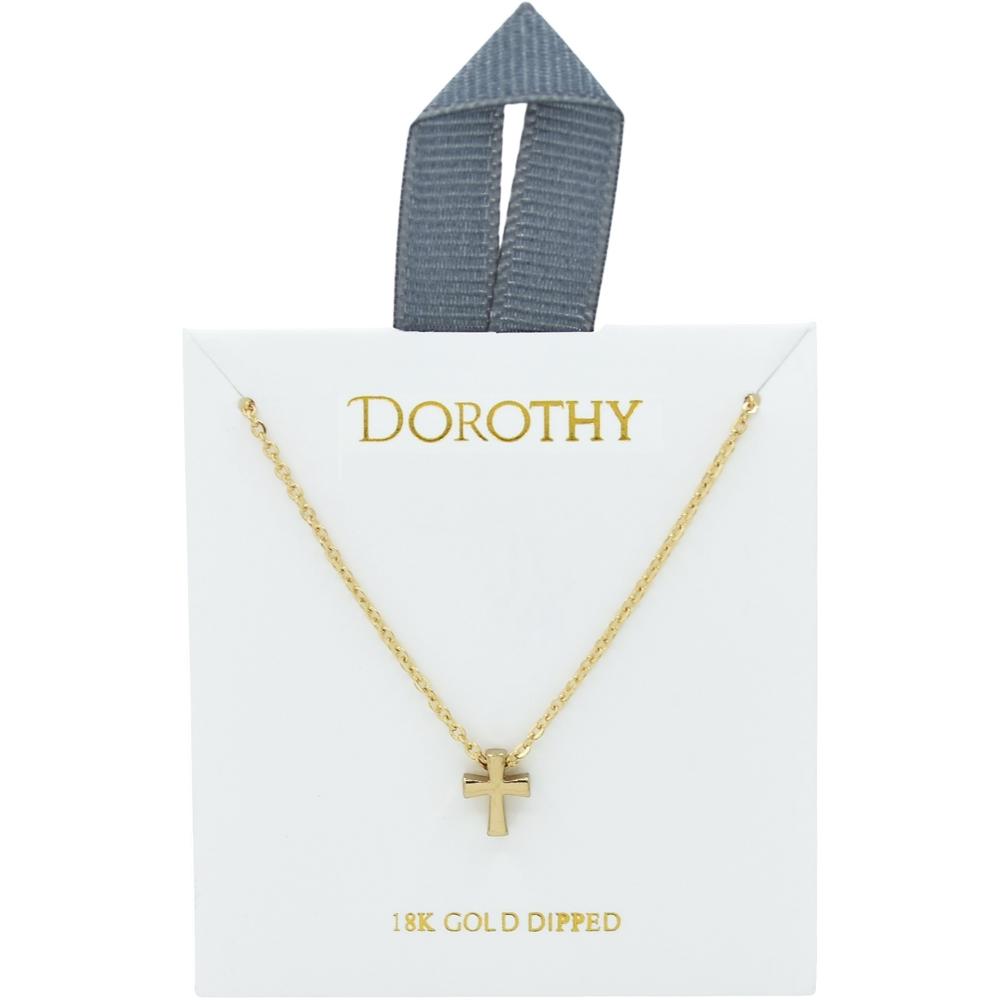 Gold 18K Gold Dipped with Small Cross 16"-18" Necklace