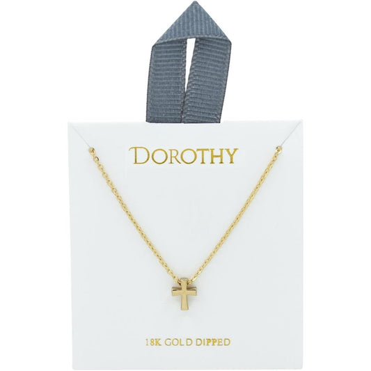 Gold 18K Gold Dipped with Small Cross 16"-18" Necklace