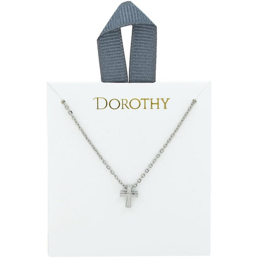 Silver 18K Dipped with Small Cross 16"-18" Necklace