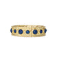 Matte Gold and Navy Circle Stone Accents Stretch Bracelets