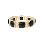 Hammered Gold with Black Square Stone Accents Stretch Bracelet