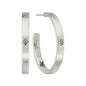 Matte Silver Hoop with Rhinestone Clover Accents 1" Earring