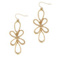 Gold Textured Teardrop Linked 2" Drop Earring