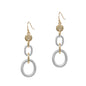 Gold Coin with Textured Silver 3 Drop Open 2" Earring