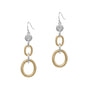Silver Coin with Textured Gold 3 Drop Open 2" Earring
