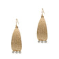 Gold Textured Geometric Drop Earring with Three Crystals 1.5" Earring