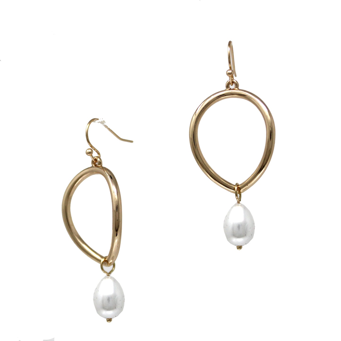 Gold Open Circle with Pearl Accents .75" Earring