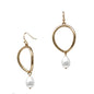 Gold Open Circle with Pearl Accents .75" Earring