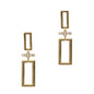 Gold Open Rectangle with Rhinestone Bar 1.5" Earring