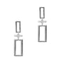 Silver Open Rectangle with Rhinestone Bar 1.5" Earring