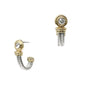 Clear Crystal with Gold Open Circle with Silver Wrapped 1" Earring